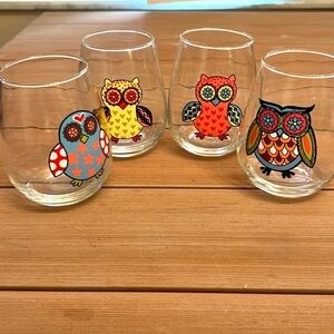 🦉Set of My Owl Stemless Wine Glasses, Whimsical & A Celebration of Owl Artistry